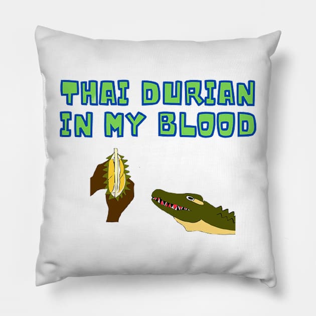 Hungry Crocodrian - Crocodile with Durian blood type ! Pillow by drawkwardly