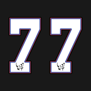 Lucky number 77 basketball hockey player Cat face - Born 1977 T-Shirt