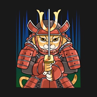 Samurai Cat Japanese Ninja Kawaii Ukiyo-e T-Shirt