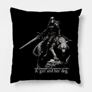 Warrior and Wolf Pillow