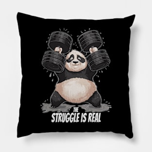 Funny The Struggle Is Real Cute Panda Design Pillow