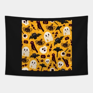 Colourful orange halloween pattern Tapestry