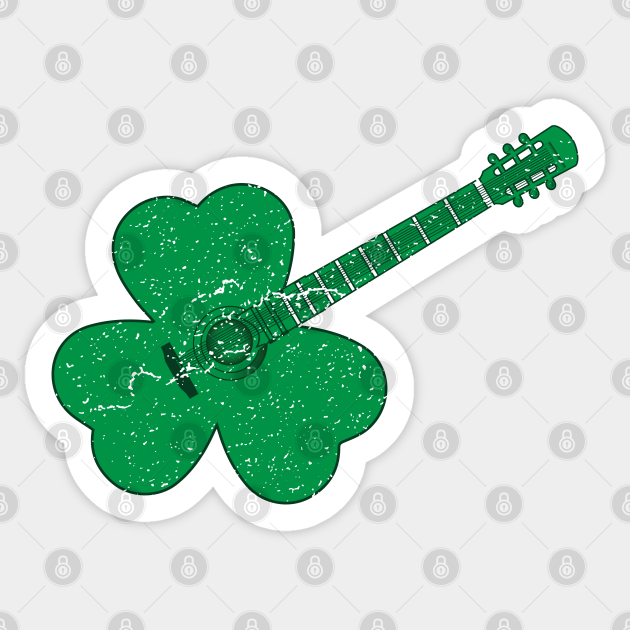 St Patrick S Day Guitar Lover Shamrock Gift St Patricks Day Guitar Aufkleber Teepublic De