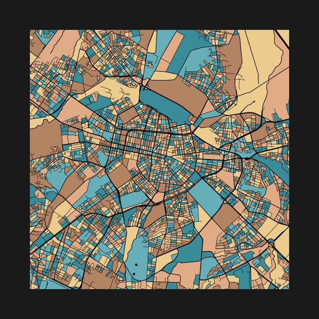 Sofia Map Pattern in Mid Century Pastel by PatternMaps