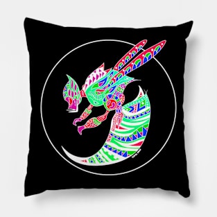 wonderfull killer bee in tribal of color rainbow neon ecopop art Pillow