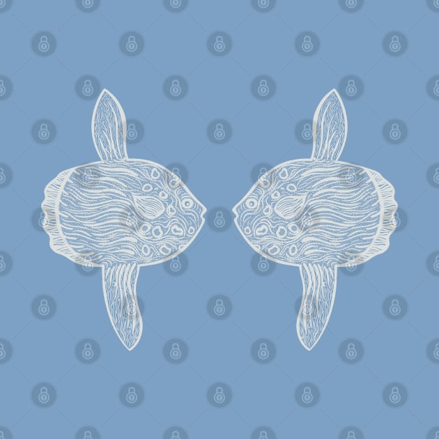 Ocean Sunfish or Mola in Love - cute fish design - dark colors by Green Paladin