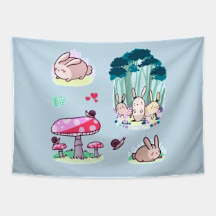 Cute bunnies and mushrooms sticker pack (get in medium or large) Tapestry