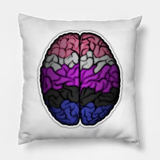 Large Gender Fluid Pride Flag Colored Brain Vector Pillow