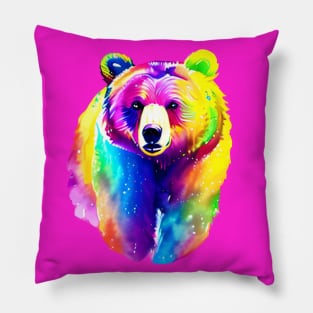 Momma Bear with Pink Background Pillow