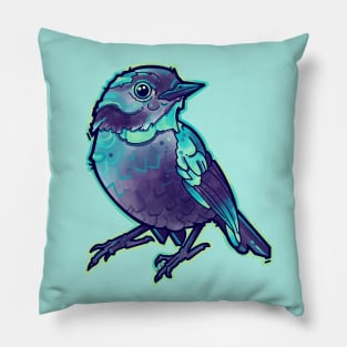 aqua blue little cute bird Pillow