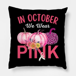 Cute Pink Pumpkins Breast Cancer Awareness Month Pillow