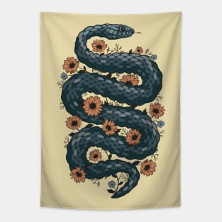 Floral snake (blue) Tapestry