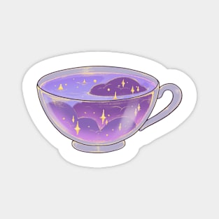 Magical soft night clouds tea cup sticker Magnet