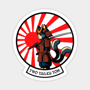 Two Tailed Tom - Samurai Rising  Sun Flag Magnet