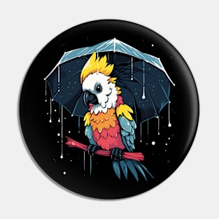 Cockatoo Rainy Day With Umbrella Pin