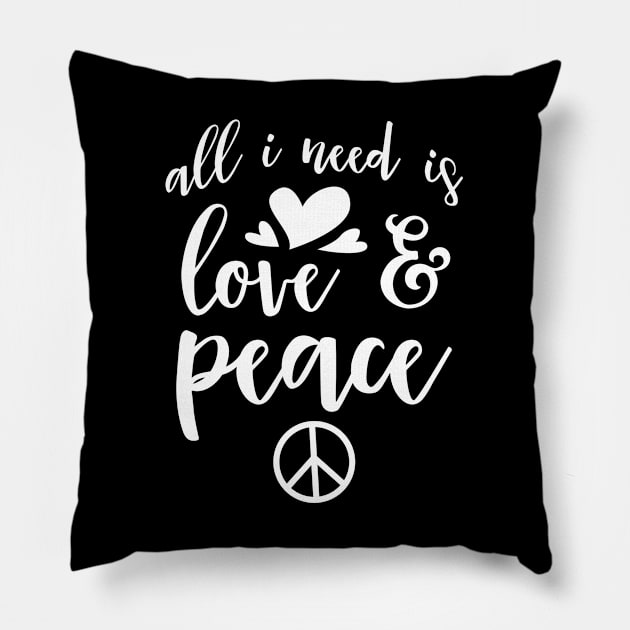 All I Need Is Love And Peace Pillow by  magiccatto