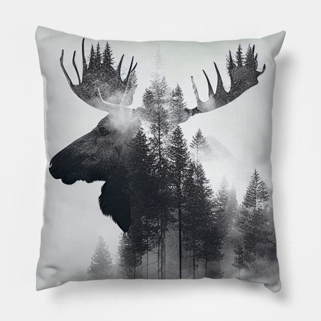 Moose Nature Outdoor Imagine Wild Free Pillow by Cubebox