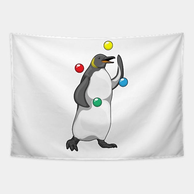 Penguin Juggler Juggle Tapestry by Markus Schnabel