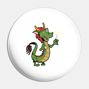 Dragon with sparkler - Happy New Year Pin