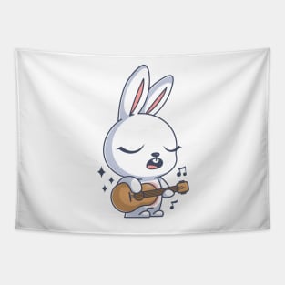 Cute bunny singing and playing guitar Tapestry