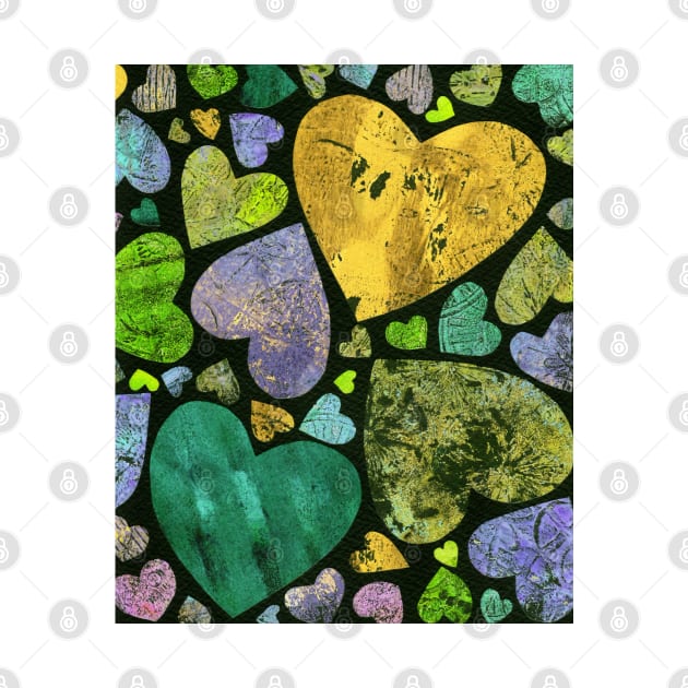 Hearty heart (golden yellow on black) by Once in a Kiwi Blue Moon