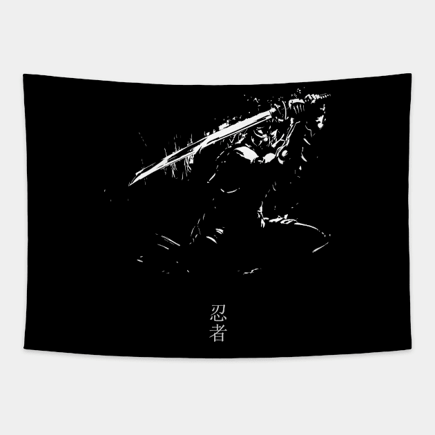 The Ninja - White Version Tapestry by Scailaret