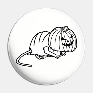 Cute Rat Wearing Halloween Horror Costume Minimal Line Art Pin