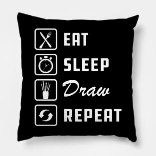 Drawing - Eat Sleep Draw Repeat Pillow