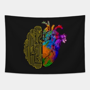 Half head half heart creative and logic Tapestry