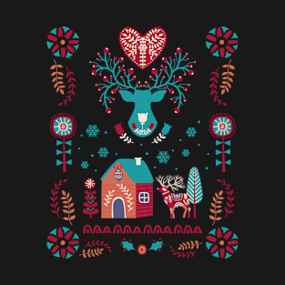 Cottagecore Christmas Cottage Core Xmas Hygge Swedish Nordic T-Shirt