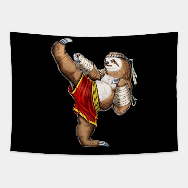 Sloth Muay Thai Fighter Tapestry by underheaven