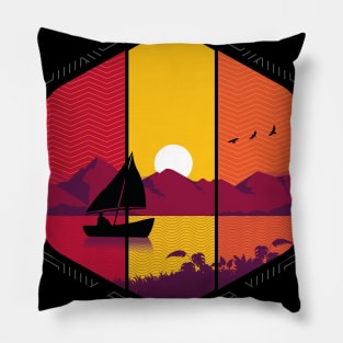 The sunset of adventure, t-shirt colored fire and freedom Pillow