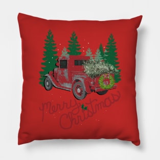 Christmas Red Truck Vintage Merry Christmas Gifts Pillow