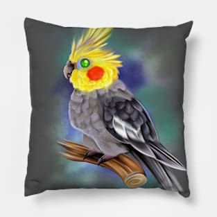 Cockatiel on branch Pillow
