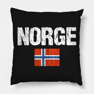 Norge Norway Flag Distressed Pillow