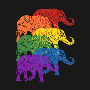 LGBTQ Gay Pride Elephants Elephant Lover Elephant Art T-Shirt