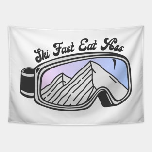 Sunset Mountain Ski Goggles | Ski Fast Eat Ass Tapestry