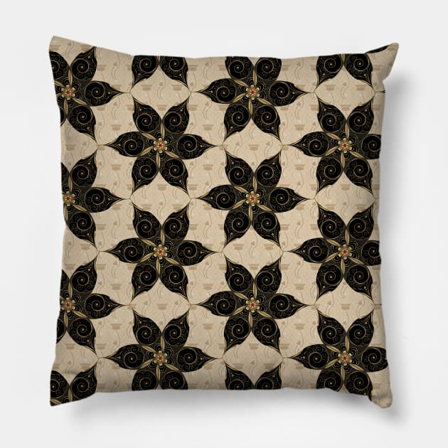 Flat Arabic Pattern Background Pillow by Nobiya