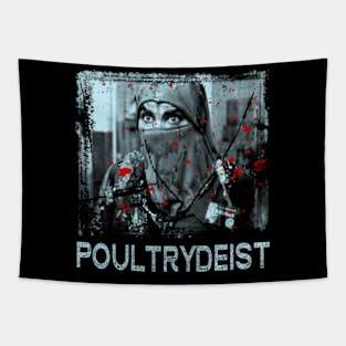 Cluckin' Awesome Poultrygeist Graphic Tee For Cult Film Enthusiasts Tapestry