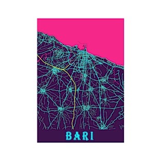 Bari Neon City Map, Bari Minimalist City Map Art Print T-Shirt