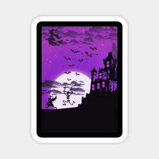 Halloween Silhouette Illustration Purple Magnet