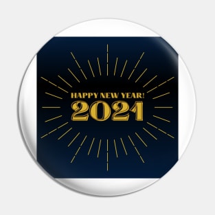 happy new year 2021 holiday retro vintage theme blue gold yellow lines pattern Pin