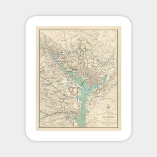 Vintage Washington DC Defenses & Forts Map (1895) Magnet