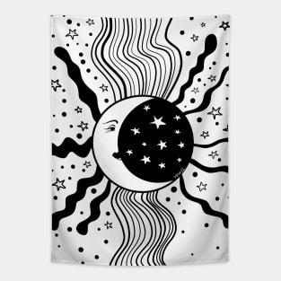 Moon among the stars Tapestry