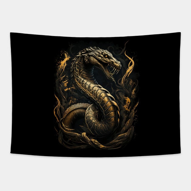 Snake on Fire Tapestry by Dark-e-Shop