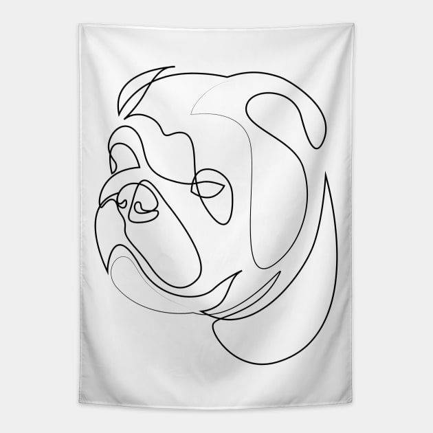 English Bulldog - one line drawing Tapestry by addillum