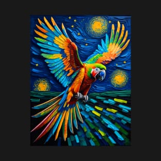 Macaw in starry night T-Shirt