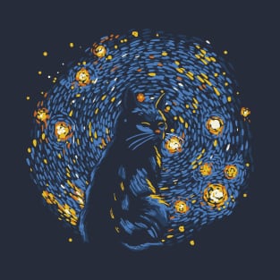 Starry Night Black Cat by Tobe Fonseca T-Shirt