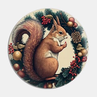 Cute Squirrel Wreath Pin