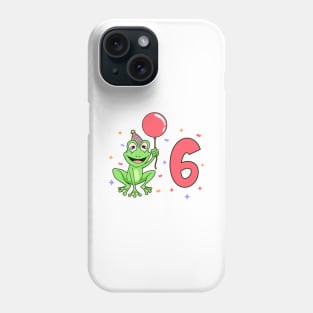 I am 6 with frog - kids birthday 6 years old Phone Case